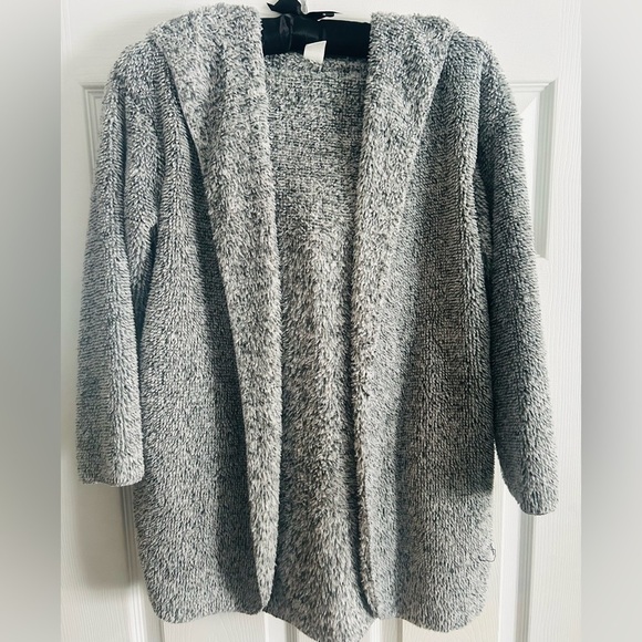 SHEIN Girls Slant Pocket Drop Shoulder Open Front Hooded Teddy Coat, 9Y, NWOT - Picture 3 of 7